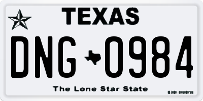 TX license plate DNG0984