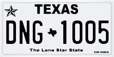 TX license plate DNG1005