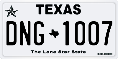TX license plate DNG1007