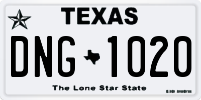 TX license plate DNG1020