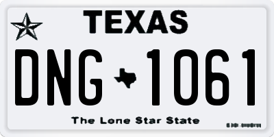TX license plate DNG1061