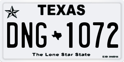 TX license plate DNG1072