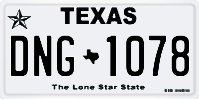 TX license plate DNG1078