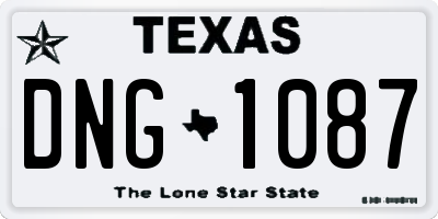 TX license plate DNG1087