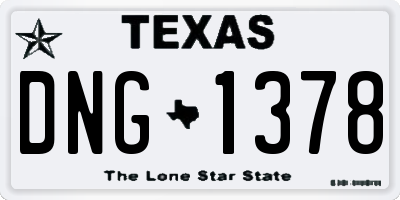 TX license plate DNG1378