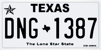 TX license plate DNG1387