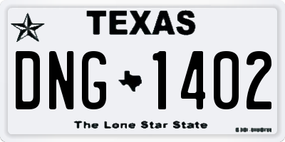 TX license plate DNG1402