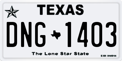 TX license plate DNG1403