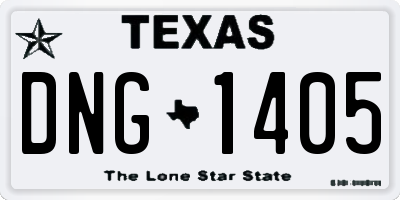 TX license plate DNG1405
