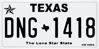 TX license plate DNG1418