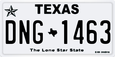 TX license plate DNG1463