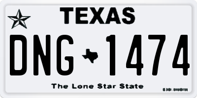 TX license plate DNG1474