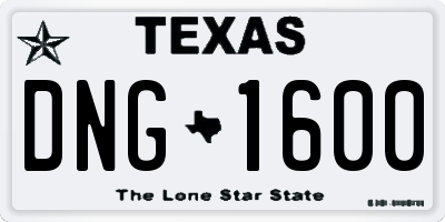 TX license plate DNG1600