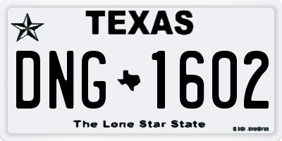 TX license plate DNG1602
