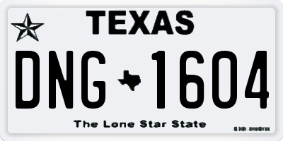 TX license plate DNG1604