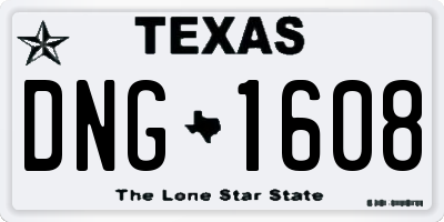 TX license plate DNG1608