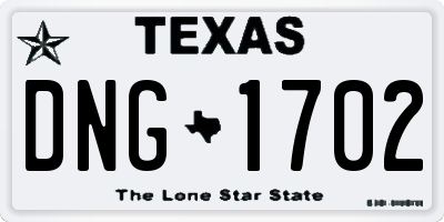 TX license plate DNG1702