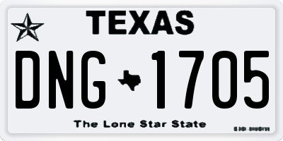 TX license plate DNG1705