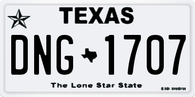 TX license plate DNG1707