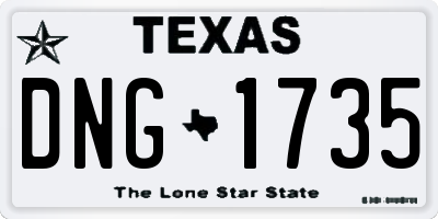 TX license plate DNG1735