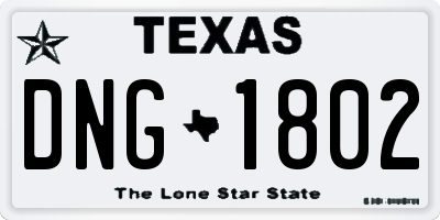 TX license plate DNG1802
