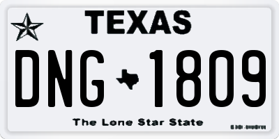 TX license plate DNG1809