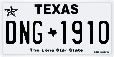 TX license plate DNG1910
