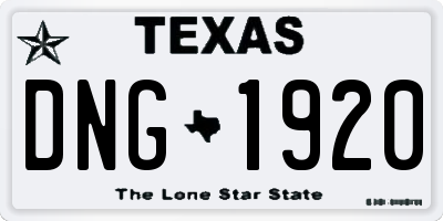 TX license plate DNG1920