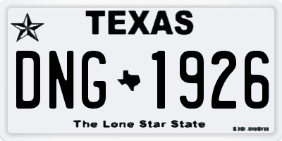 TX license plate DNG1926