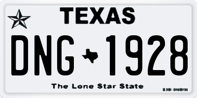 TX license plate DNG1928