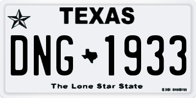 TX license plate DNG1933