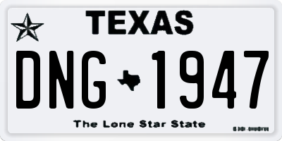 TX license plate DNG1947
