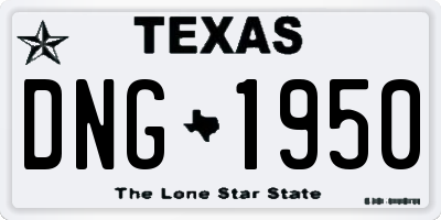 TX license plate DNG1950