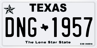 TX license plate DNG1957