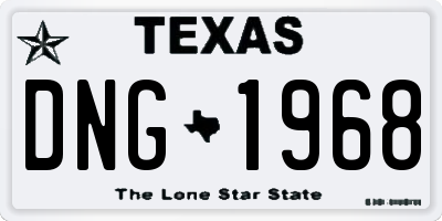 TX license plate DNG1968