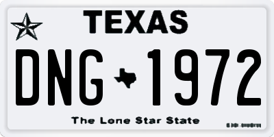 TX license plate DNG1972