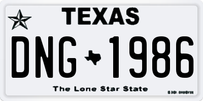 TX license plate DNG1986