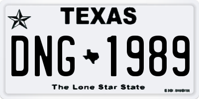 TX license plate DNG1989