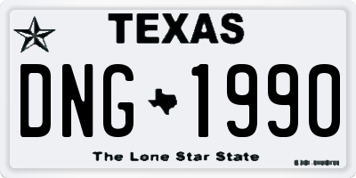TX license plate DNG1990
