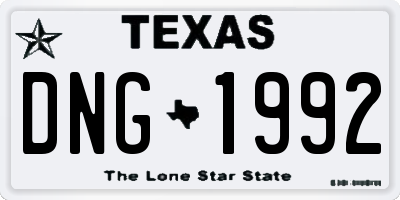 TX license plate DNG1992