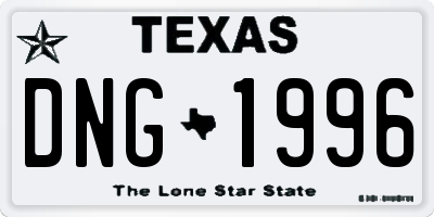 TX license plate DNG1996