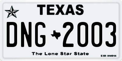TX license plate DNG2003