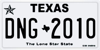 TX license plate DNG2010