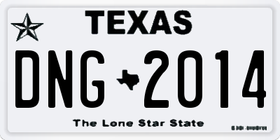 TX license plate DNG2014