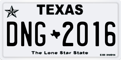 TX license plate DNG2016