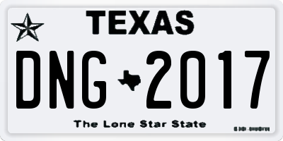 TX license plate DNG2017