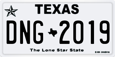 TX license plate DNG2019