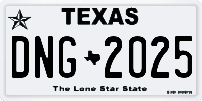 TX license plate DNG2025