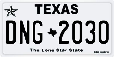 TX license plate DNG2030
