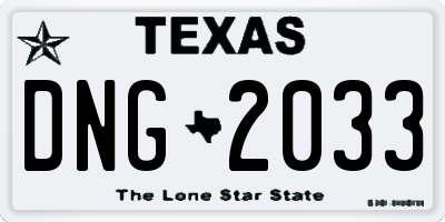 TX license plate DNG2033